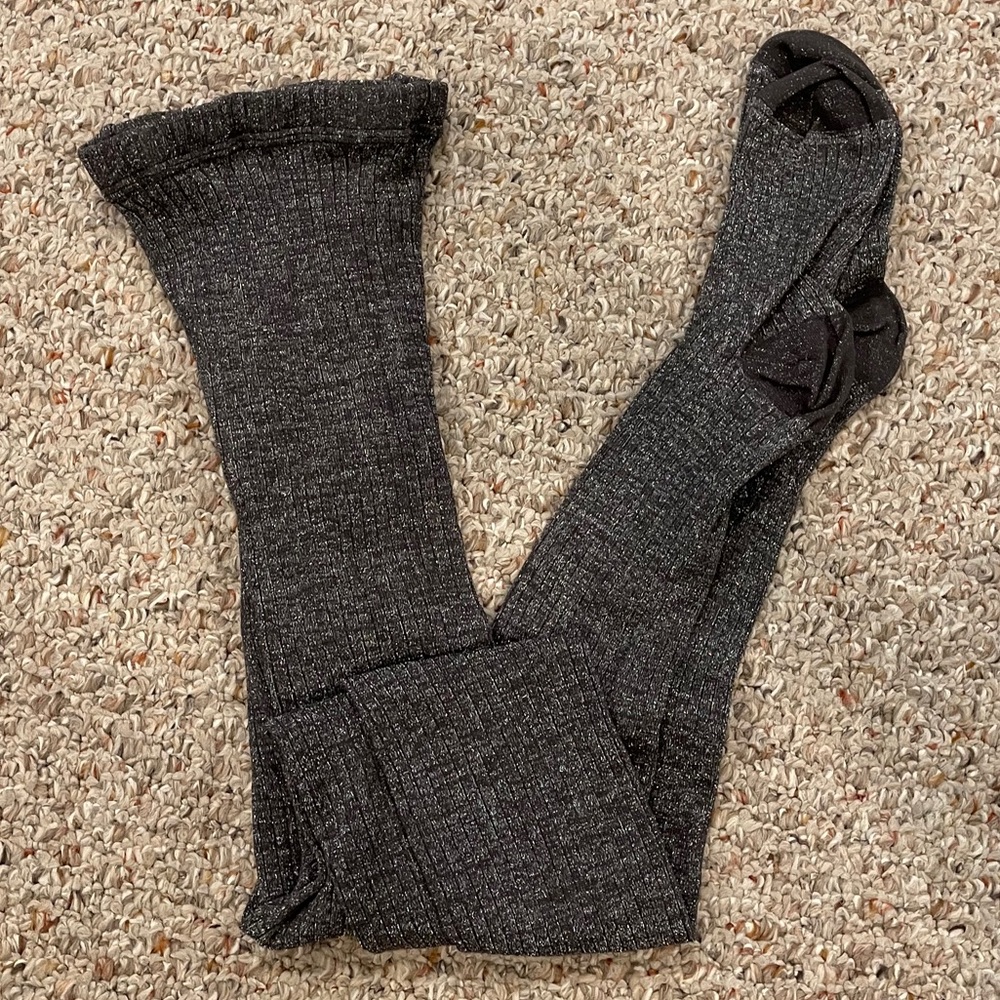 Rebecca Taylor Grey and Silver Metallic Tights